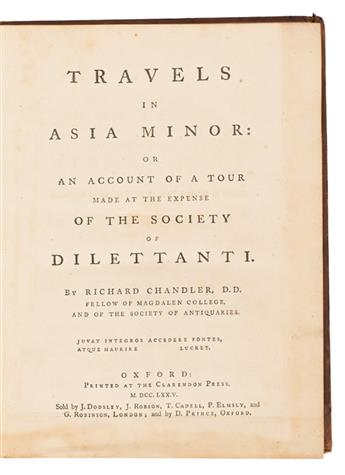 TRAVEL  CHANDLER, RICHARD. Travels in Asia Minor. 1775